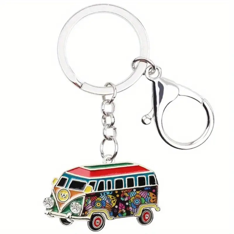 Funky VW Bus Enamel Keychain